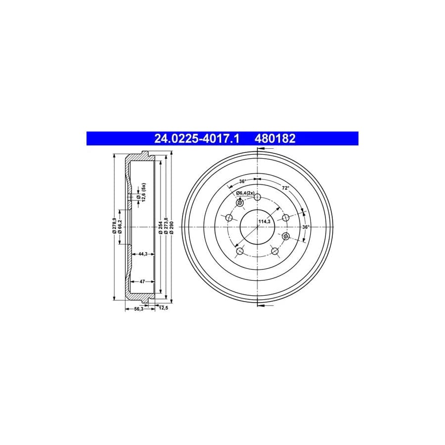 ATE 24.0225-4017.1 Brake Drum For Land Rover Freelander