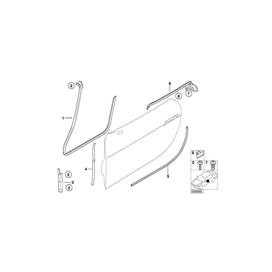 Genuine BMW 51338232343 E52 Channel Sealing, Door Left (Inc. ALPINA V8 & Z8) | ML Performance UK Car Parts