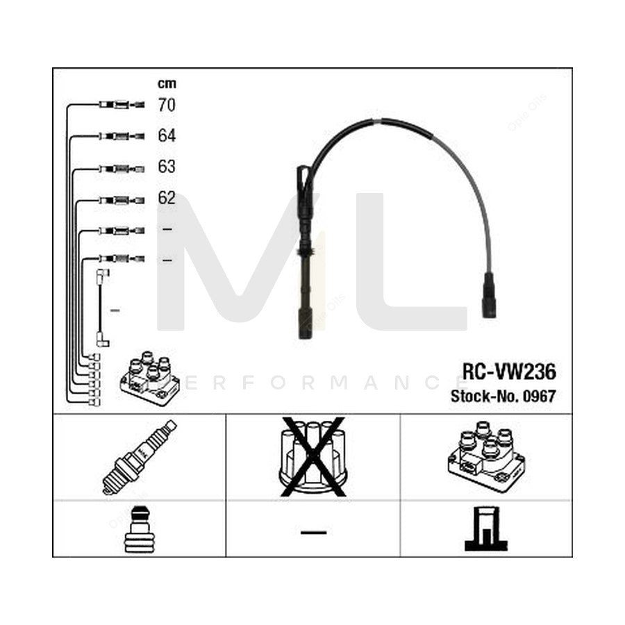 NGK Ignition Cable Kit RC-VW236 (NGK0967) | ML Car Parts UK | ML Performance