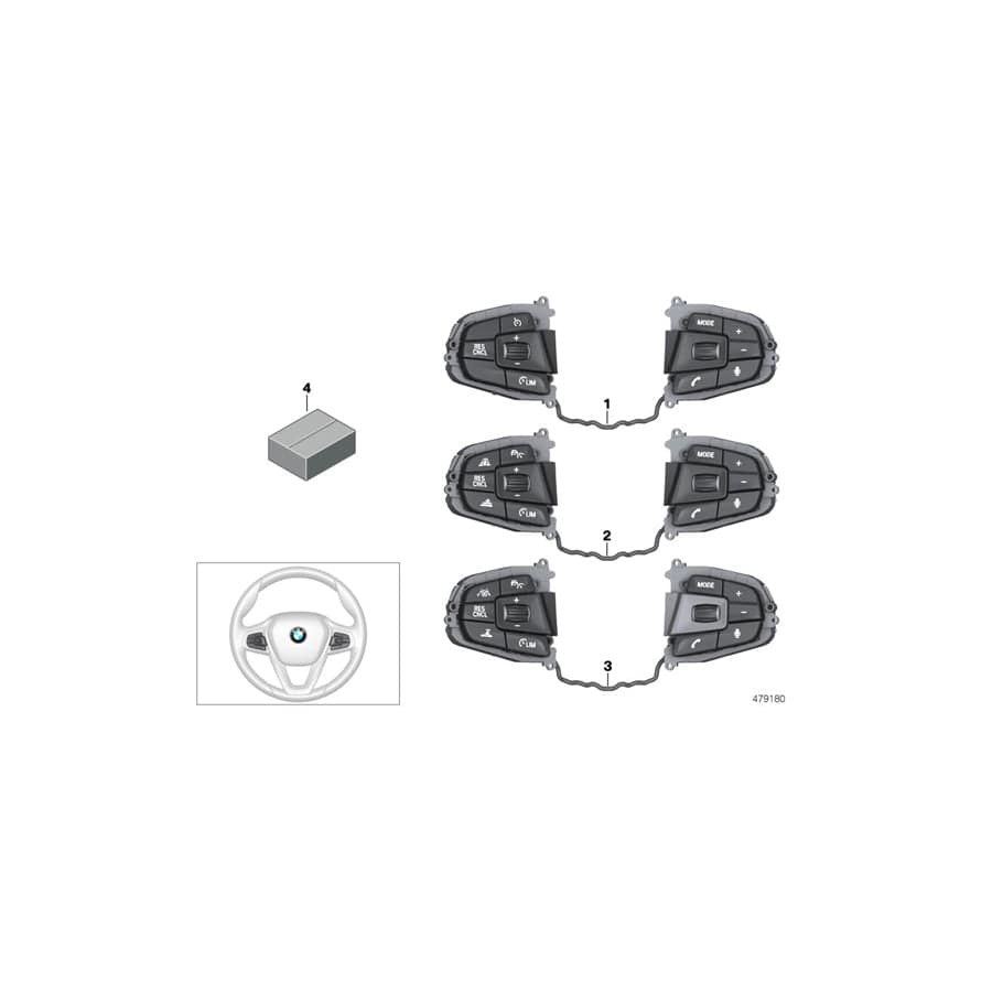 Genuine BMW 61319388742 G11 G30 G12 Switch, Multifunct. Steering Wheel (Inc. 540dX, 530dX & 740LiX) | ML Performance UK