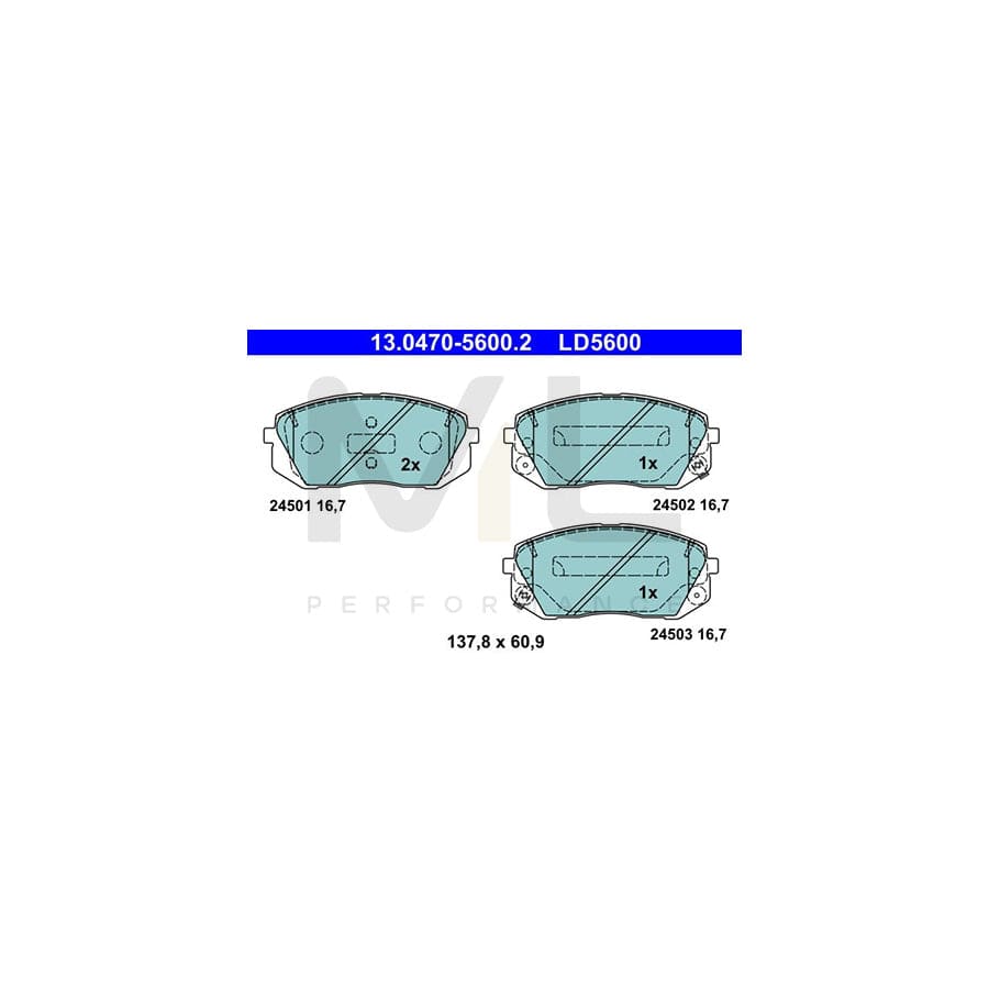 ATE 13.0470-5600.2 Brake pad set with acoustic wear warning | ML Performance Car Parts