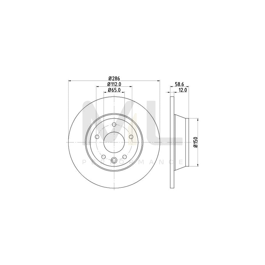 HELLA PRO 8DD 355 113-841 Brake Disc for AUDI TT Solid, Coated, without wheel hub, without wheel studs | ML Performance Car Parts