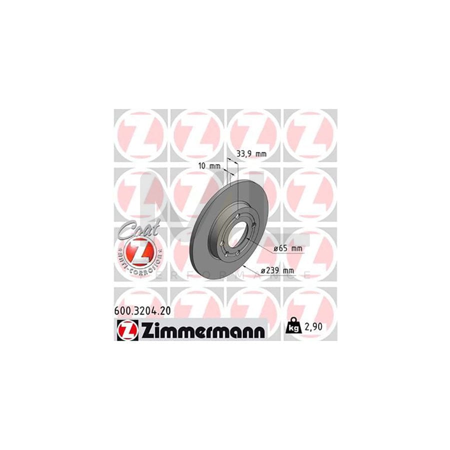 ZIMMERMANN COAT Z 600.3204.20 Brake Disc Solid, Coated | ML Performance Car Parts