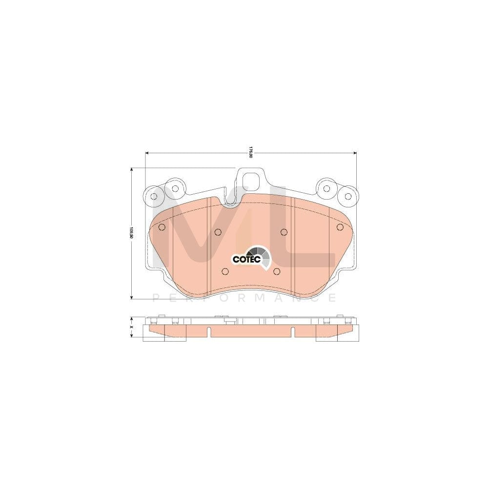 TRW Cotec Gdb1764 Brake Pad Set For Porsche Cayenne (9Pa) Prepared For Wear Indicator | ML Performance Car Parts