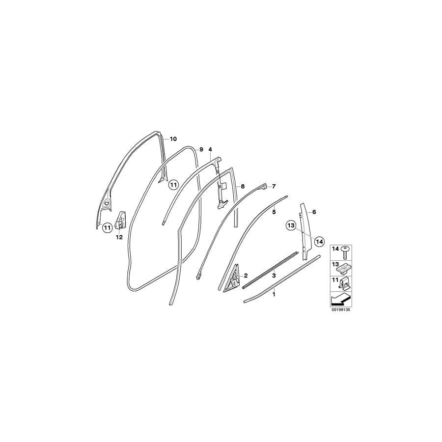 Genuine BMW 51338035547 E71 E72 Trim, Window Frame, Top, Door Front Left ALU-SATINIERT (Inc. Hybrid X6, X6 M50dX & X6 35dX) | ML Performance UK Car Parts