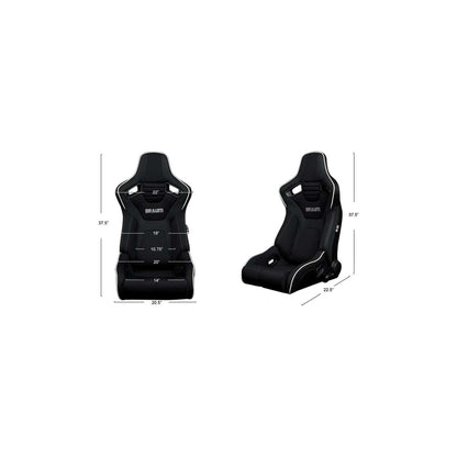 BRAUM Elite-R Series Racing Seats ( Black Cloth - White Piping ) – Pair