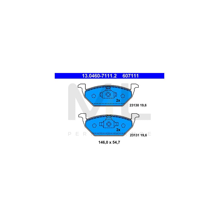 ATE 13.0460-7111.2 Brake pad set excl. wear warning contact, not prepared for wear indicator | ML Performance Car Parts