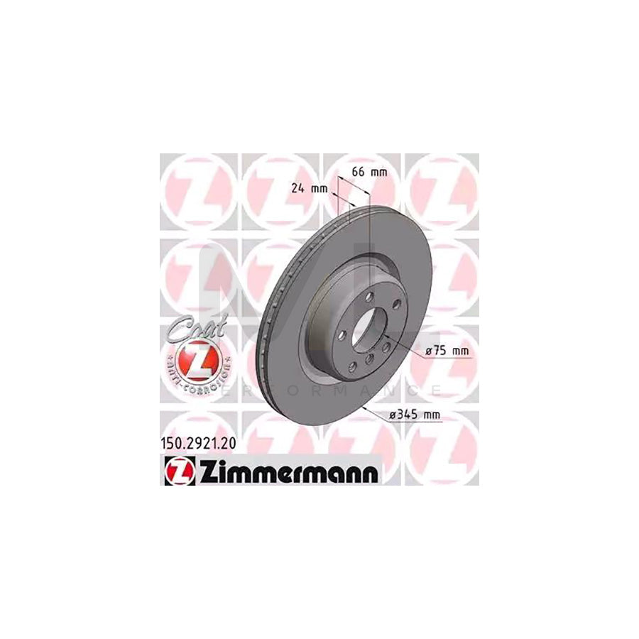 ZIMMERMANN COAT Z 150.2921.20 Brake Disc Internally Vented, Coated, High-carbon | ML Performance Car Parts