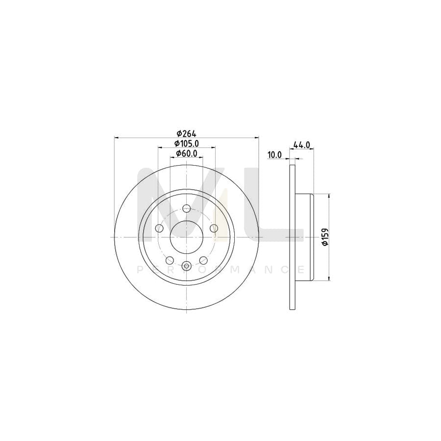 HELLA PRO 8DD 355 122-751 Brake Disc Solid, Coated, without wheel hub, without wheel studs | ML Performance Car Parts