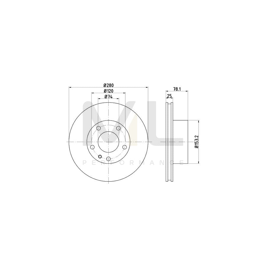 TEXTAR 92025500 Brake Disc Internally Vented, without wheel hub, without wheel studs | ML Performance Car Parts