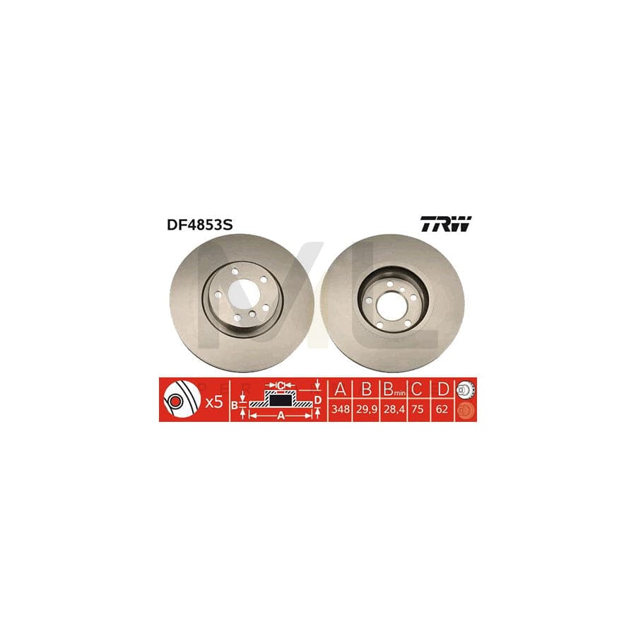 TRW DF4853S Brake Disc Vented, Painted, High-carbon | ML Performance Car Parts