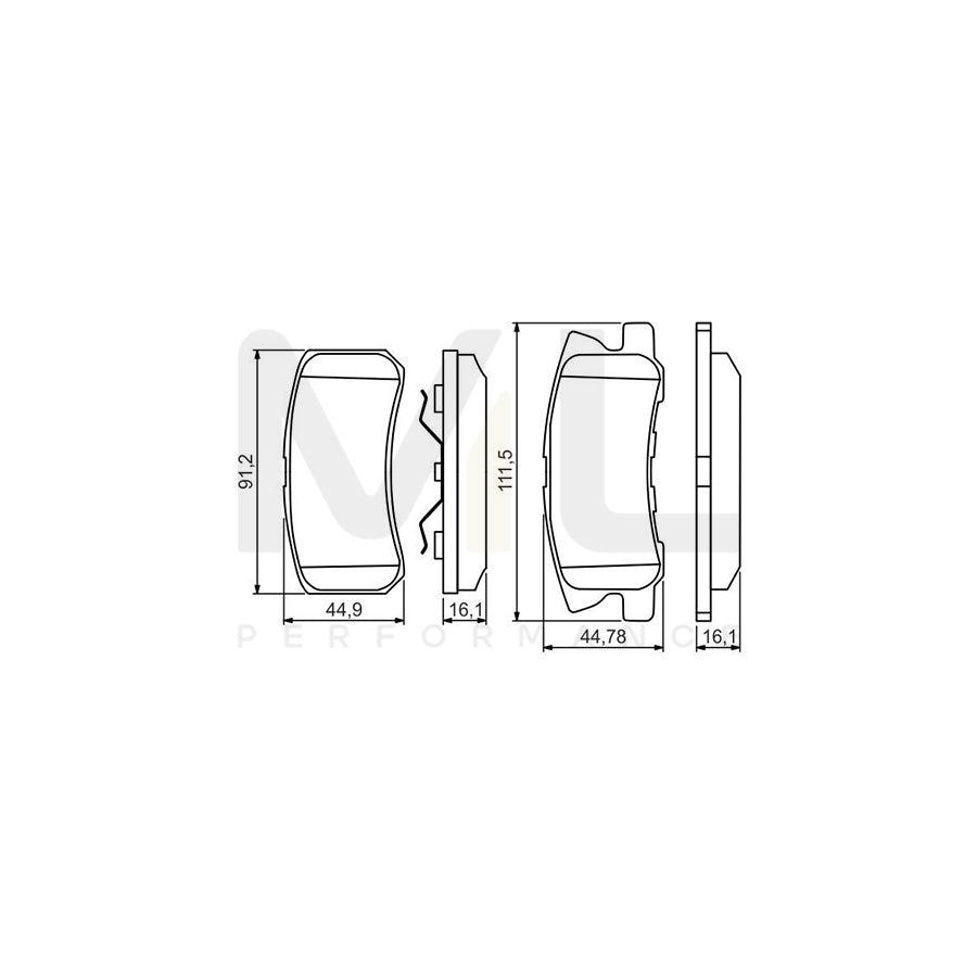 Bosch 0986495357 Brake Pad Set With Piston Clip BP1649 | ML Performance Car Parts