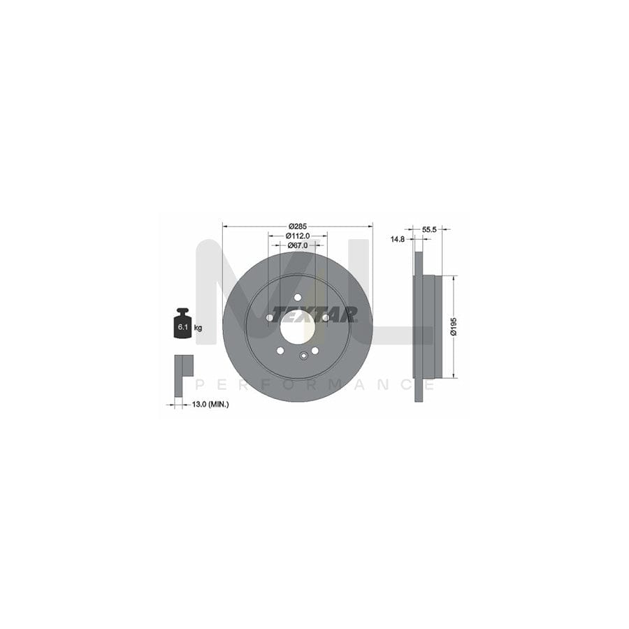 TEXTAR PRO 92090003 Brake Disc suitable for MERCEDES-BENZ ML-Class (W163) Solid, Coated, without wheel hub, without wheel studs | ML Performance Car Parts