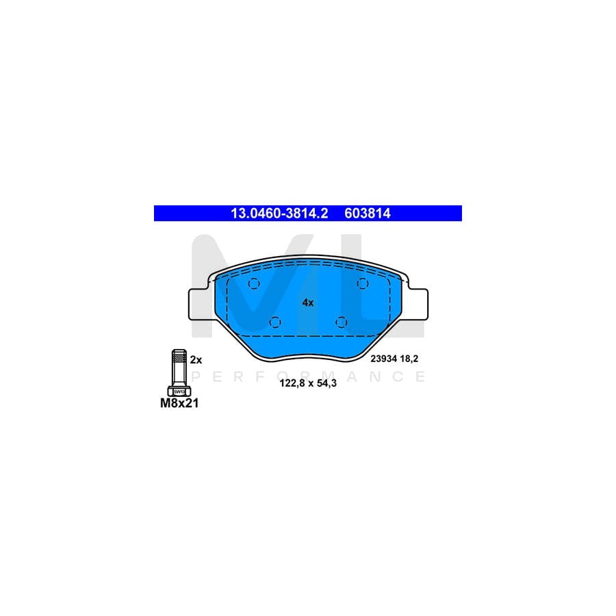 ATE 13.0460-3814.2 Brake pad set for RENAULT MEGANE excl. wear warning contact, not prepared for wear indicator, with brake caliper screws | ML Performance Car Parts