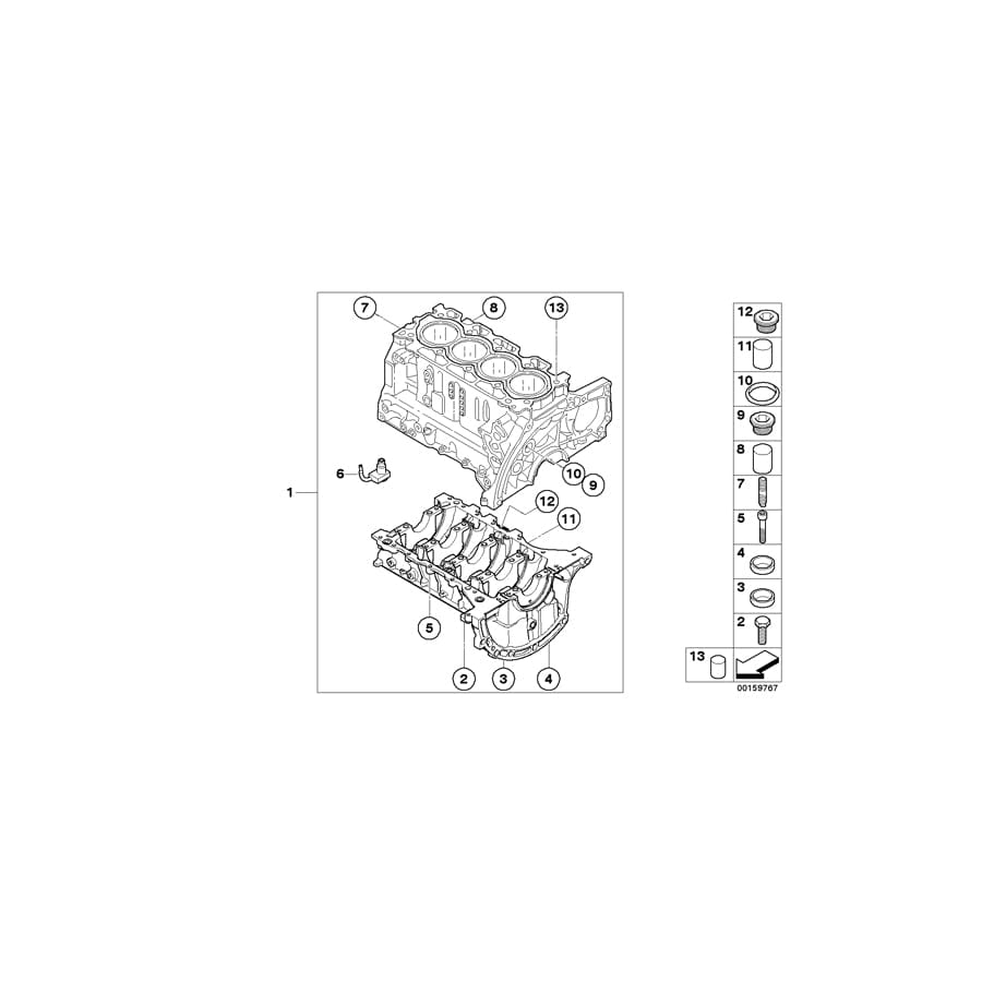 Genuine BMW 11117805924 R56 Dowel Pin 10X13 (Inc. One D & Cooper D) | ML Performance UK Car Parts