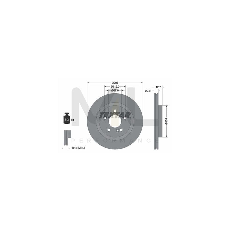 TEXTAR PRO 92286903 Brake Disc Internally Vented, Coated, without wheel hub, without wheel studs | ML Performance Car Parts