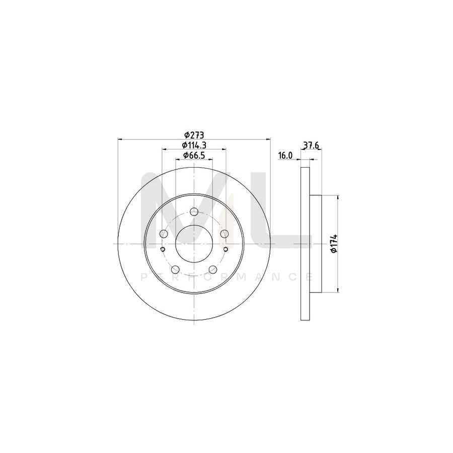 HELLA 8DD 355 111-971 Brake Disc Solid, without wheel hub, without wheel studs | ML Performance Car Parts