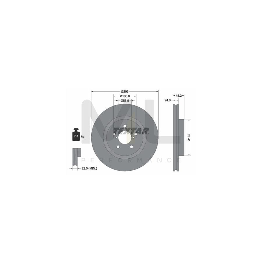 TEXTAR 92327603 Brake Disc Internally Vented, Coated, without wheel hub, without wheel studs | ML Performance Car Parts