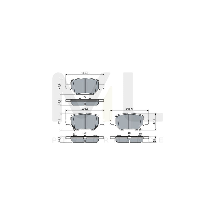 Bosch 0986424895 Brake Pad Set With Acoustic Wear Warning, With Anti-Squeak Plate, With Mounting Manual BP2524 | ML Performance Car Parts