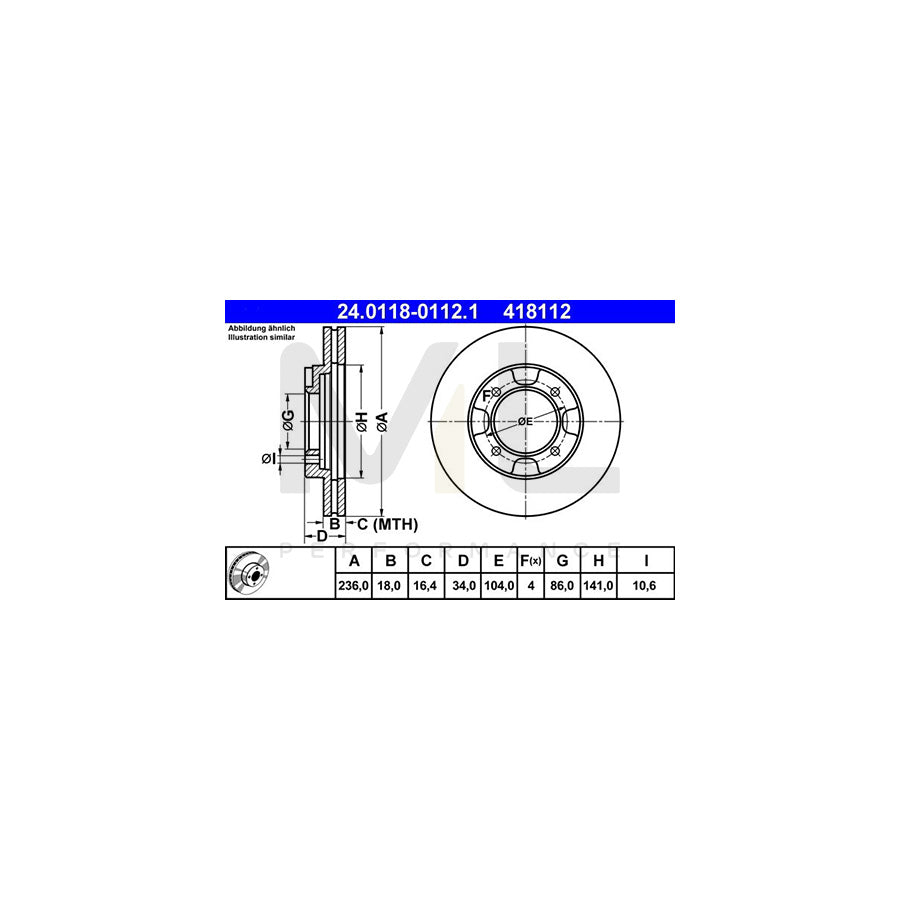 ATE 24.0118-0112.1 Brake Disc Vented | ML Performance Car Parts