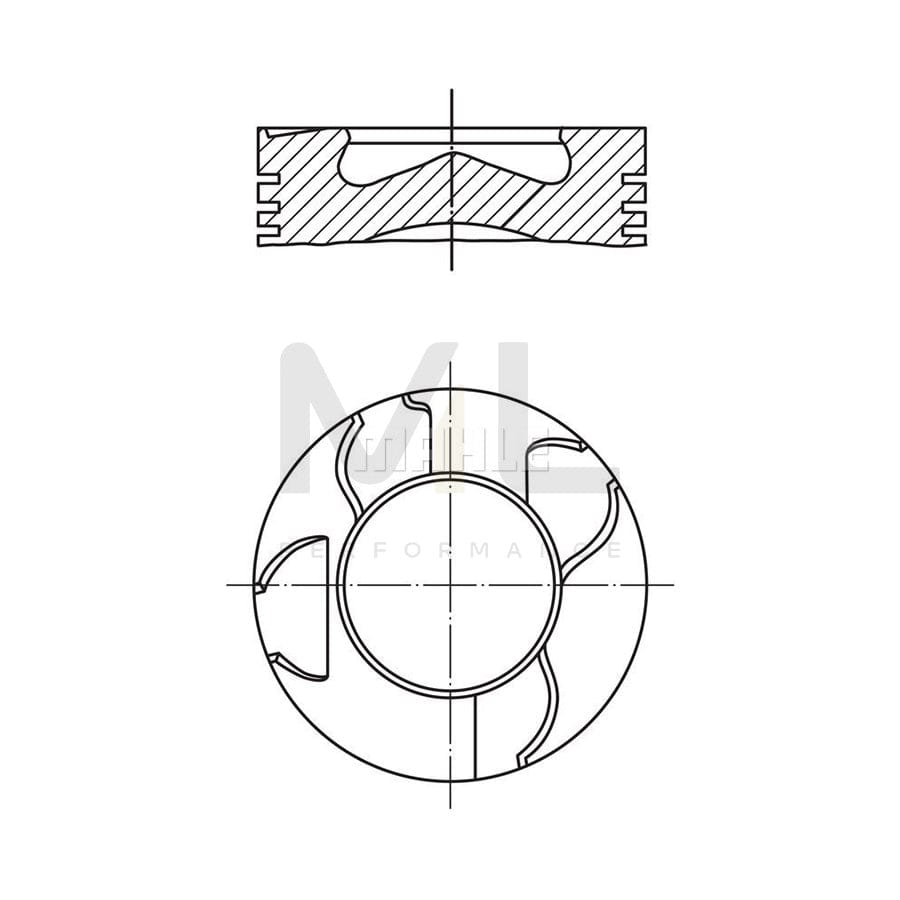 MAHLE ORIGINAL 003 15 00 Piston 80,01 mm, with piston ring carrier, without cooling duct | ML Performance Car Parts