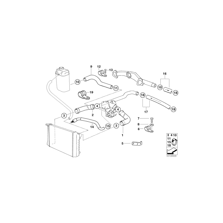 Genuine BMW 11531741415 E38 E31 Water Hose (Inc. 850Ci, 750i & 750iL) | ML Performance UK Car Parts