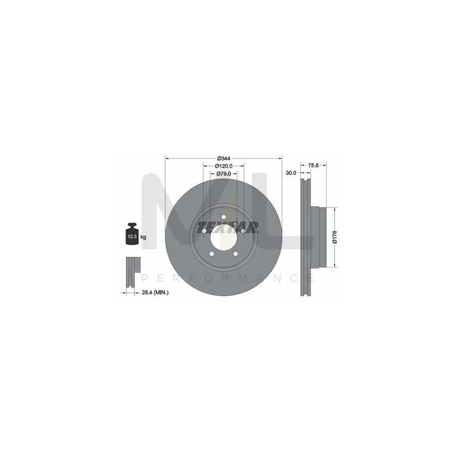 TEXTAR 92134400 Brake Disc for LAND ROVER Range Rover III (L322) Internally Vented, without wheel hub, without wheel studs | ML Performance Car Parts