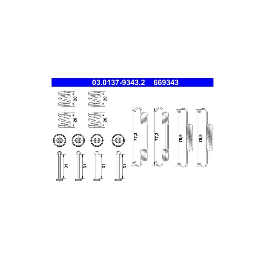 ATE 03.0137-9343.2 Brake Shoe Fitting Kit | ML Performance UK Car Parts