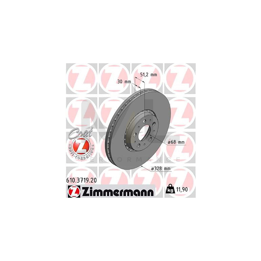 ZIMMERMANN COAT Z 610.3719.20 Brake Disc for VOLVO XC90 I (C, 275) Externally Vented, Coated | ML Performance Car Parts