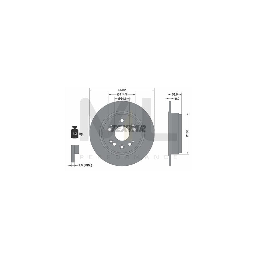 TEXTAR 92165700 Brake Disc for HONDA CR-V II (RD) Solid, without wheel hub, without wheel studs | ML Performance Car Parts