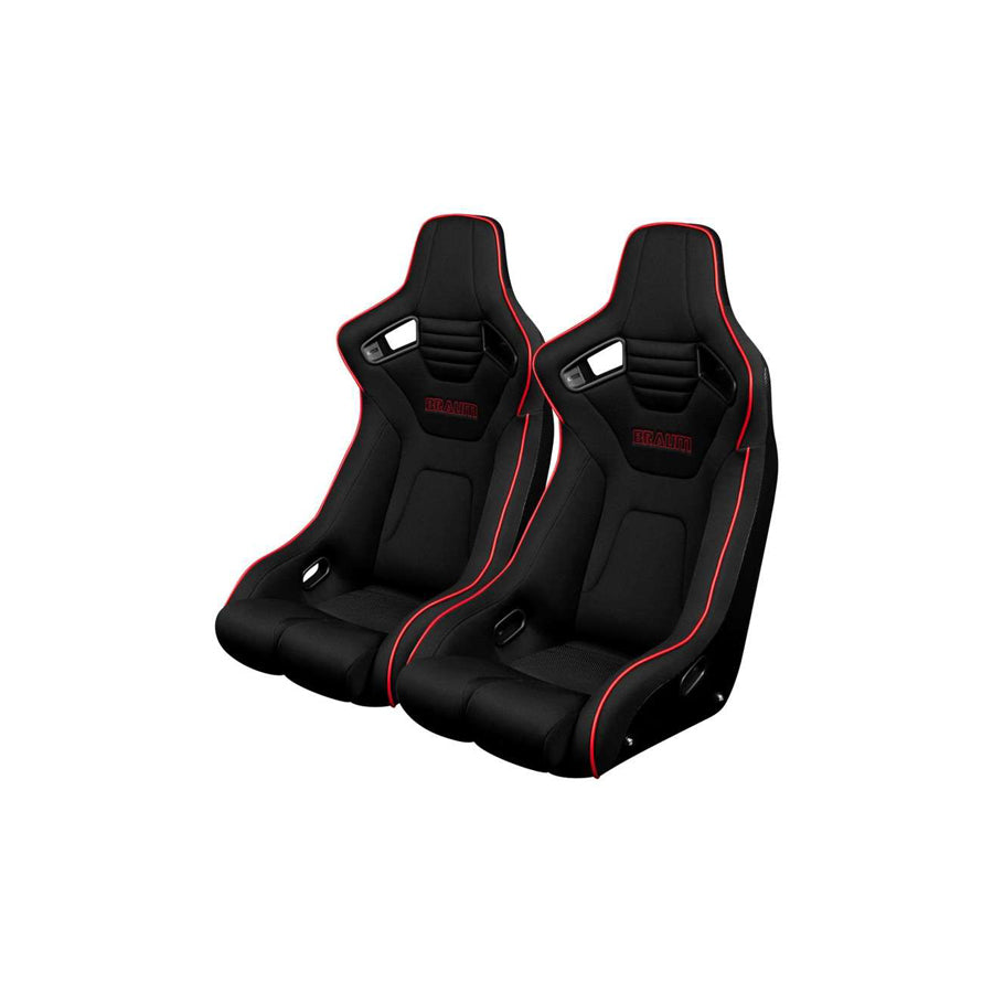 BRAUM Elite-R Fixed Back Bucket Seat ( Black Cloth - Red Piping ) | ML Performance UK Car Parts