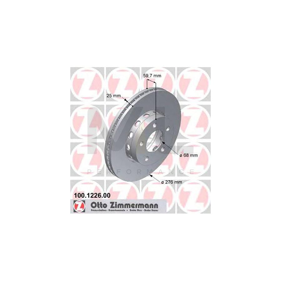 ZIMMERMANN 100.1226.00 Brake Disc for AUDI V8 (441, 442, 4C2, 4C8) Externally Vented, High-carbon | ML Performance Car Parts