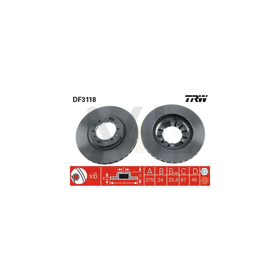 TRW DF3118 Brake Disc Vented, Painted | ML Performance Car Parts