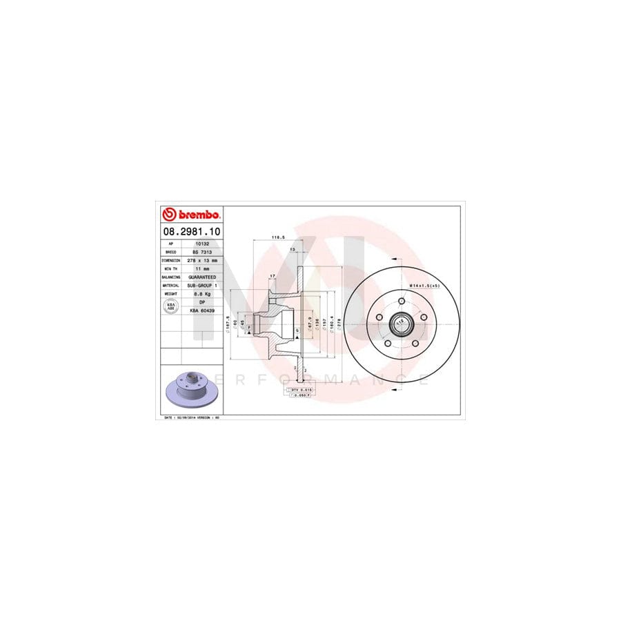 BREMBO 08.2981.10 Brake Disc for Solid | ML Performance Car Parts