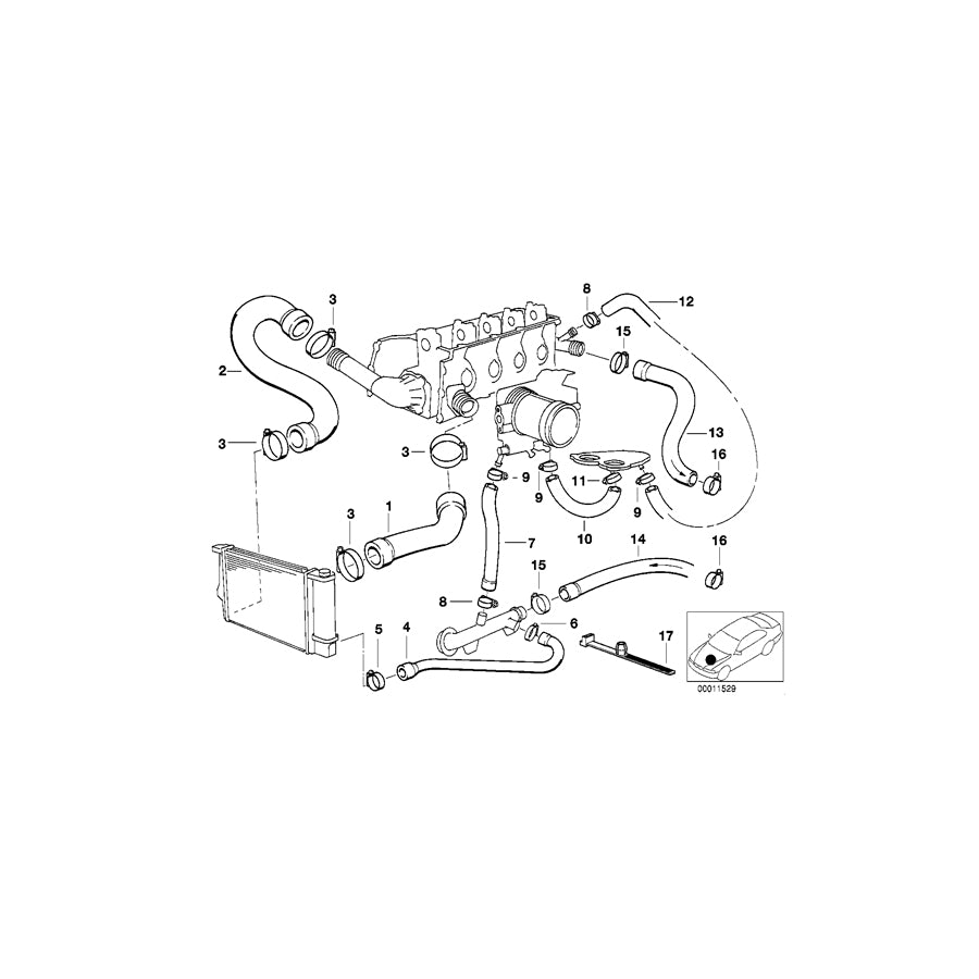 Genuine BMW 11531739559 E36 E34 Water Hose (Inc. 518i, 316i 1.6 & 318i) | ML Performance UK Car Parts