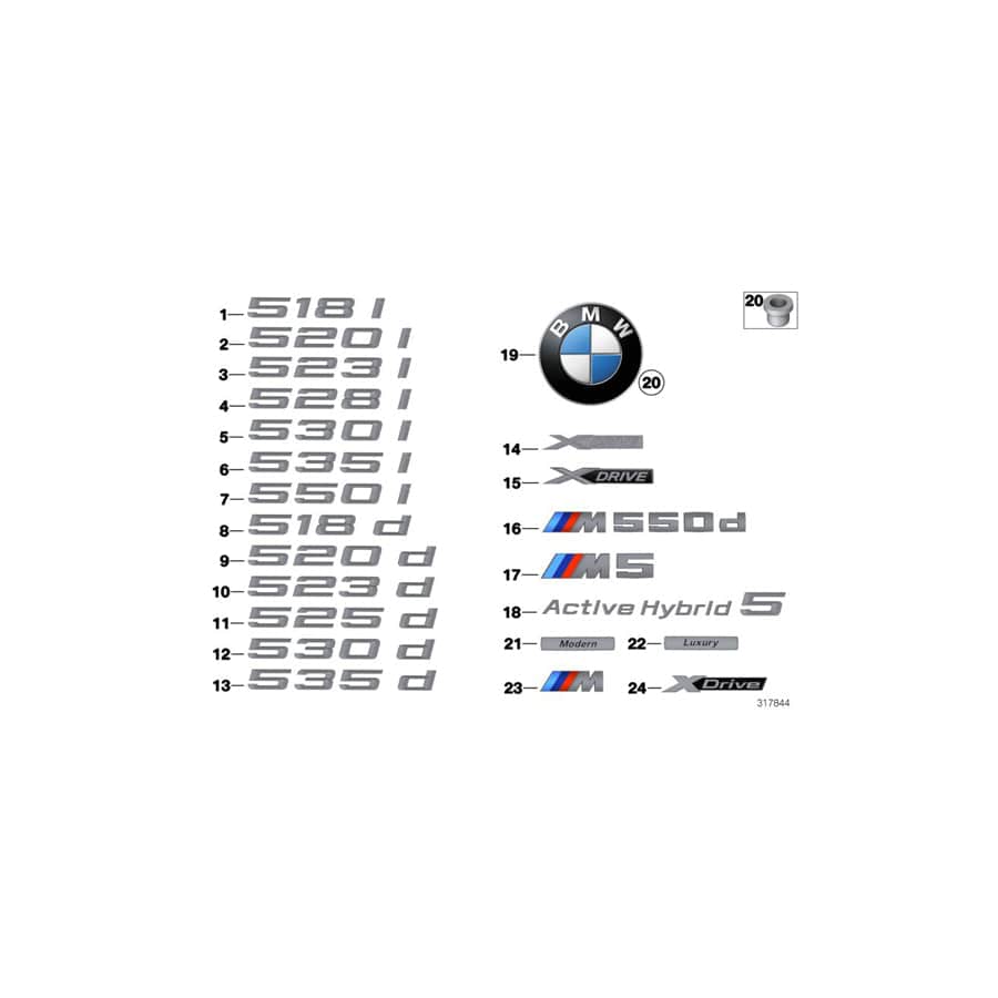 Genuine BMW 51147219540 F10 Label - 535I - (Inc. 535i) | ML Performance UK Car Parts