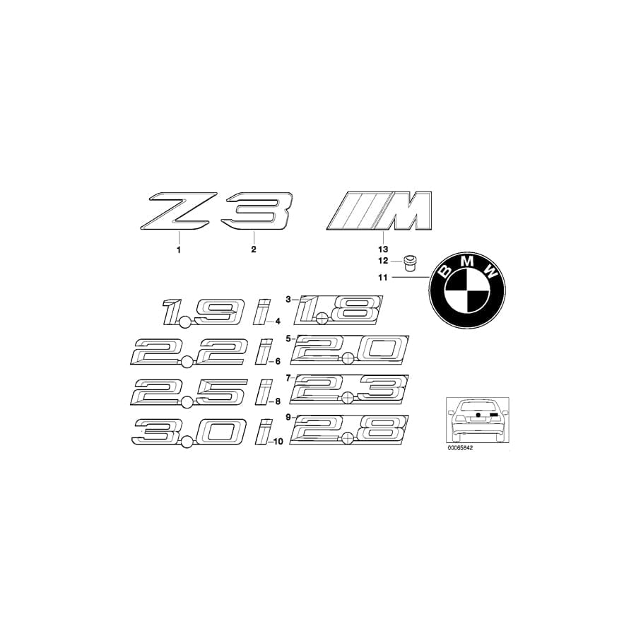 Genuine BMW 51148413710 E36 Emblem 3 (Inc. Z3) | ML Performance UK Car Parts