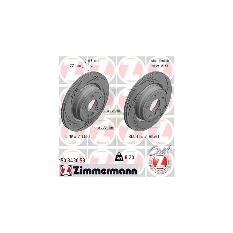 ZIMMERMANN BLACK Z 150.3430.53 Brake Disc Internally Vented, Slotted, Coated, High-carbon | ML Performance Car Parts