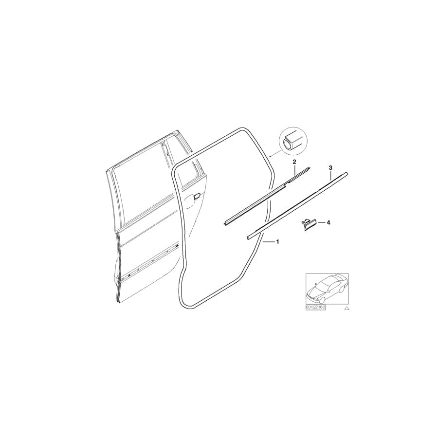 Genuine BMW 51348194773 E46 Outer Weatherstrip, Left CHROM (Inc. 318d, 320i & 330xi) | ML Performance UK Car Parts