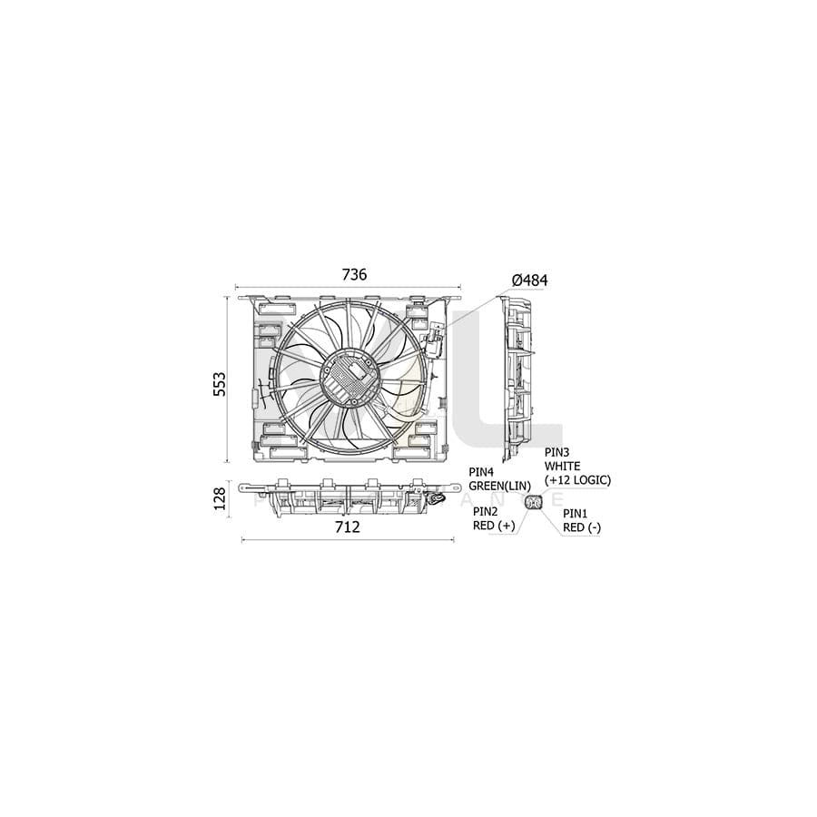 MAHLE ORIGINAL CFF 535 000P Fan, radiator ???: 484mm, with frame | ML Performance Car Parts