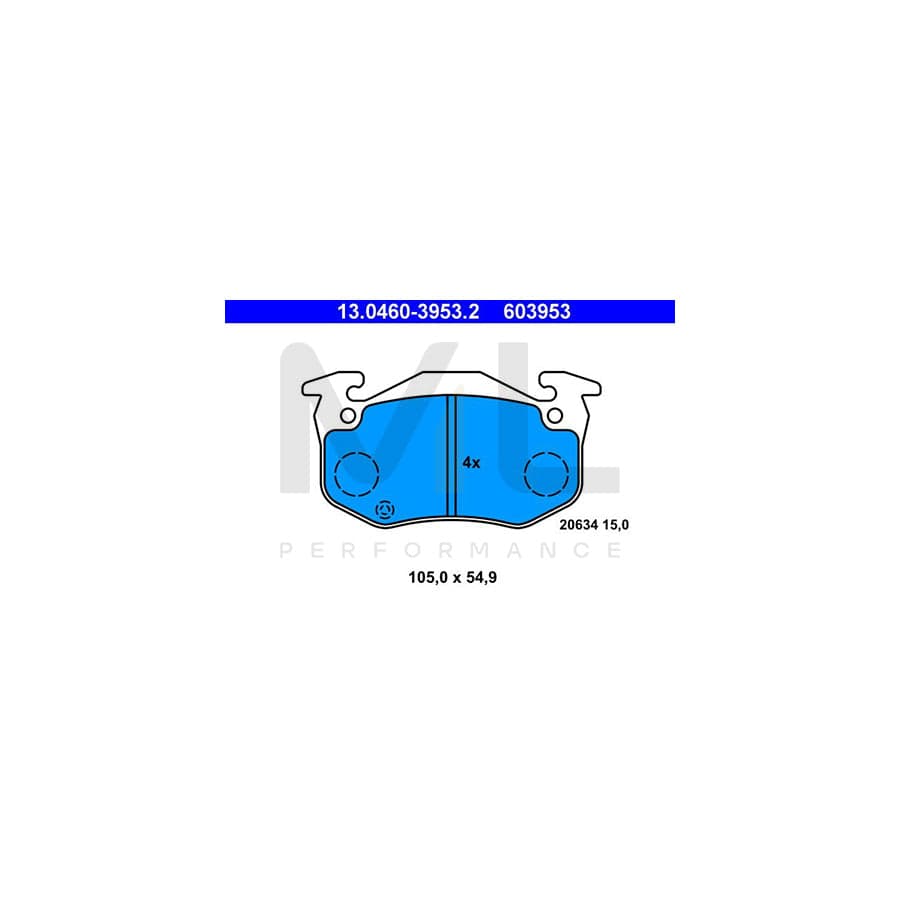 ATE 13.0460-3953.2 Brake pad set for RENAULT TWINGO excl. wear warning contact | ML Performance Car Parts