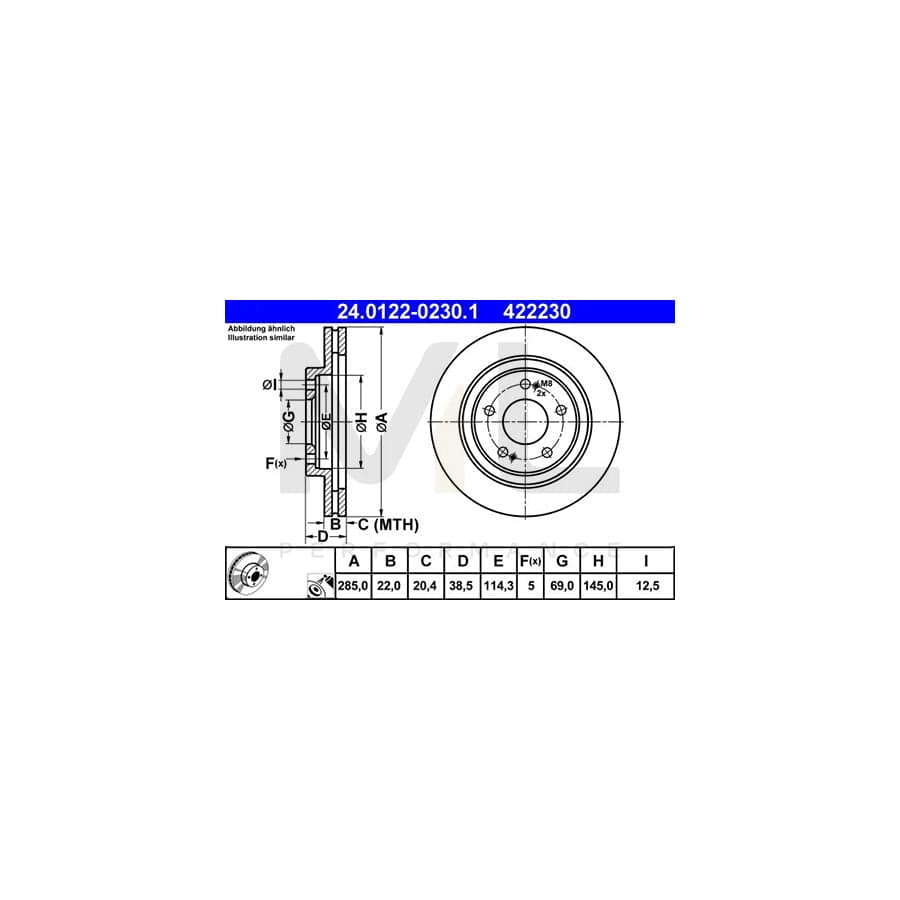 ATE 24.0122-0230.1 Brake Disc Vented, Coated | ML Performance Car Parts