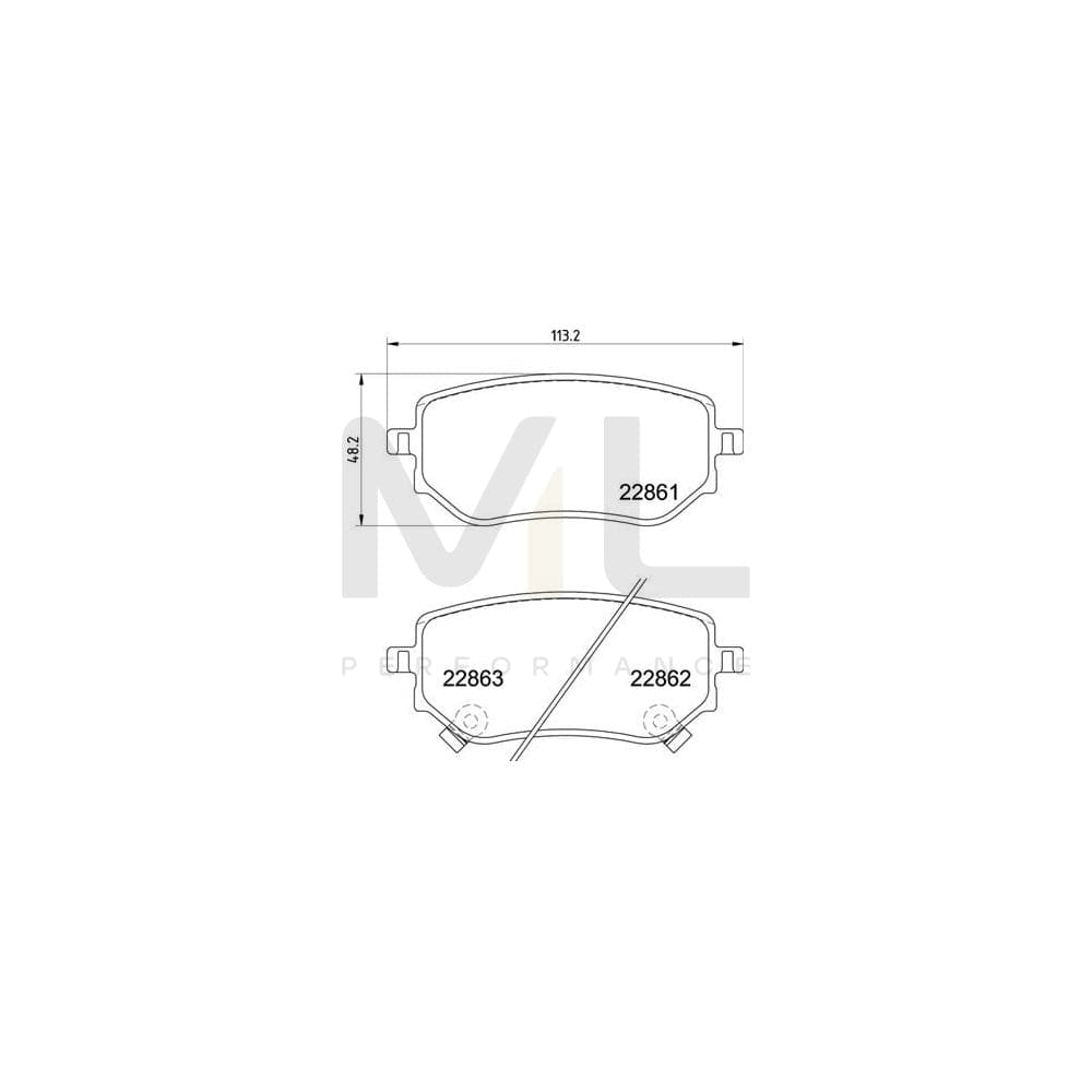 Brembo P 50 153 Brake Pad Set With Acoustic Wear Warning, With Anti-Squeak Plate, With Brake Caliper Screws | ML Performance Car Parts