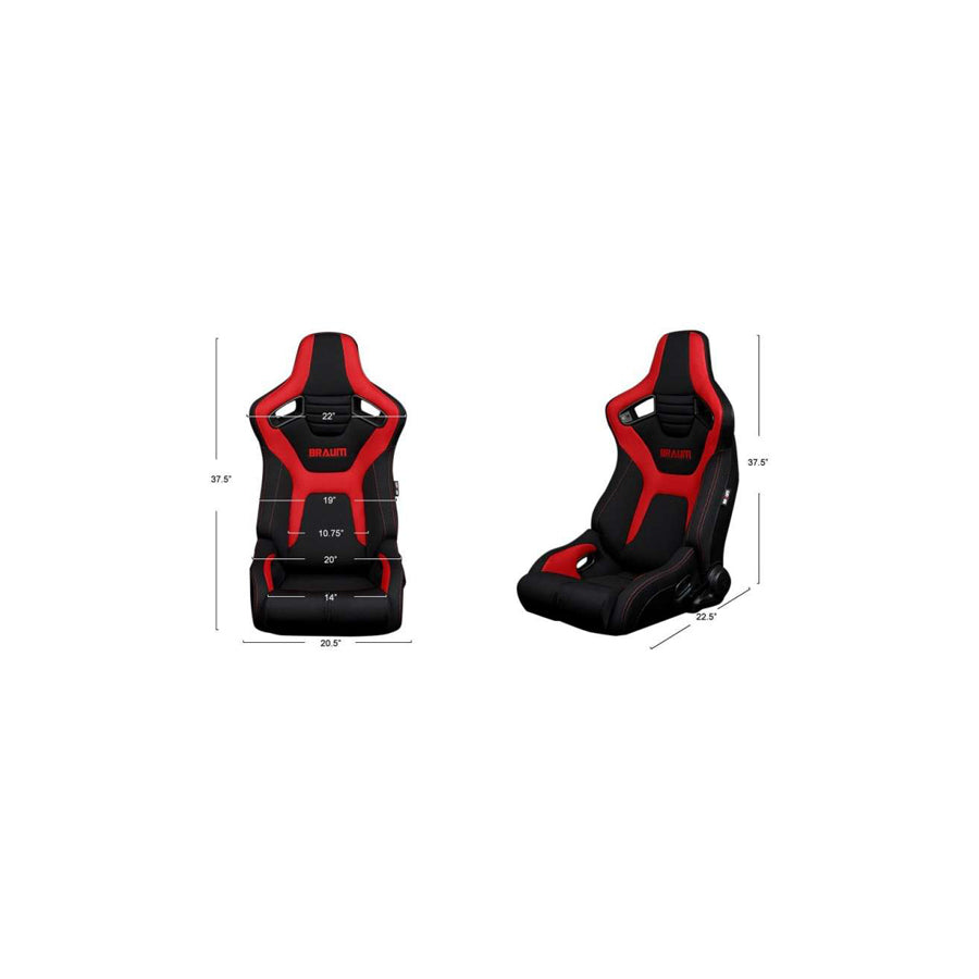 BRAUM Elite-R Series Racing Seats ( Red Leatherette - Black Piping ) – Pair