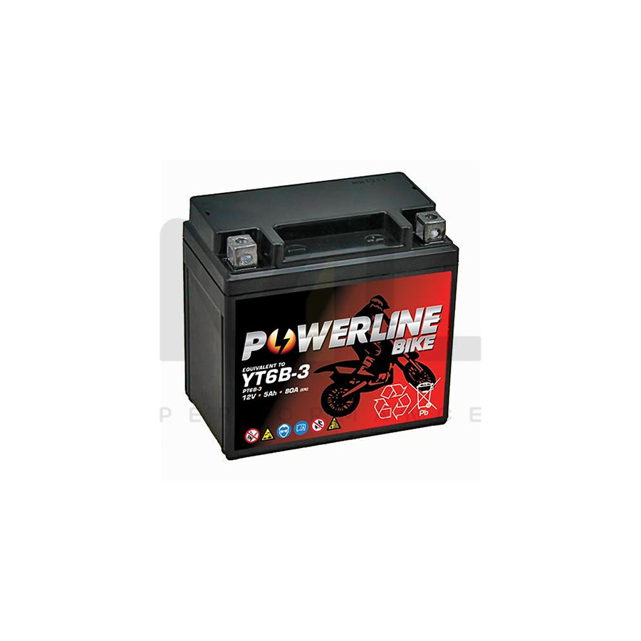 YT6B-3 Powerline Motorcycle Battery 12V 5Ah | Car Batteries UK | ML Performance Car Parts