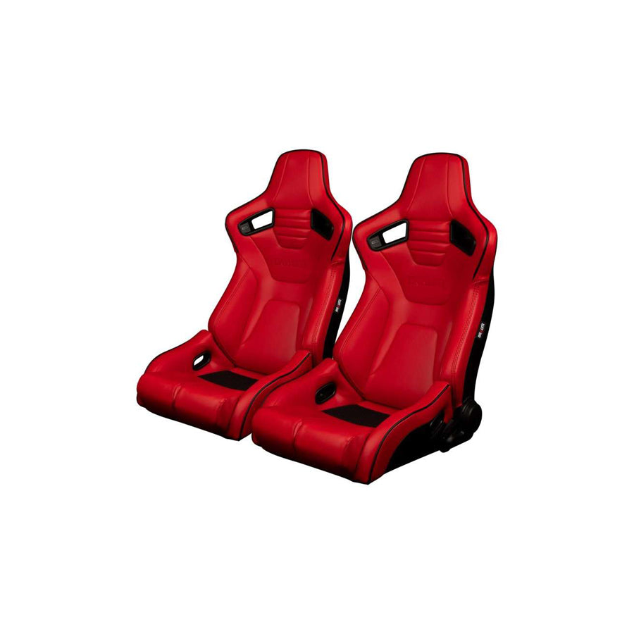 BRAUM Elite-R Series Racing Seats ( Red Leatherette - Black Piping ) – Pair | ML Performance UK Car Parts