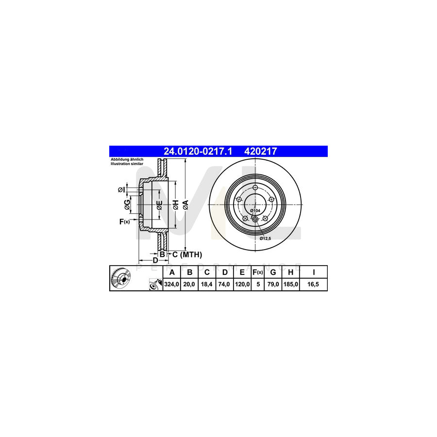 ATE 24.0120-0217.1 Brake Disc for BMW 7 (E65, E66, E67) Vented, Coated, High-carbon | ML Performance Car Parts