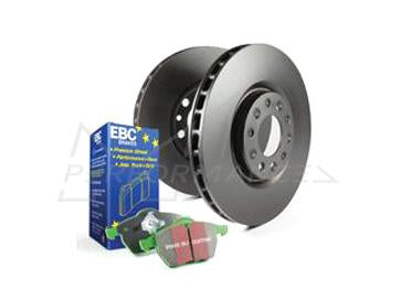 EBC Audi B7 A4 Greenstuff 2000 Series Sport Brakes Pad And Premium OE Replacement Plain Disc Kit To Fit Front - ATE Caliper | ML Performance UK