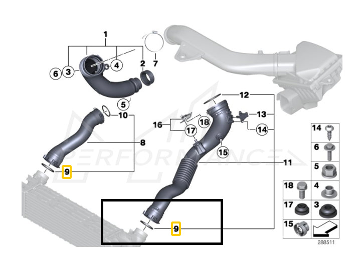 Genuine BMW E90 F14 F20 F87  Intercooler & Intake Hose O-Ring Seal (Inc. M135i, 335i, M2 & 640i)  ML Performance UK