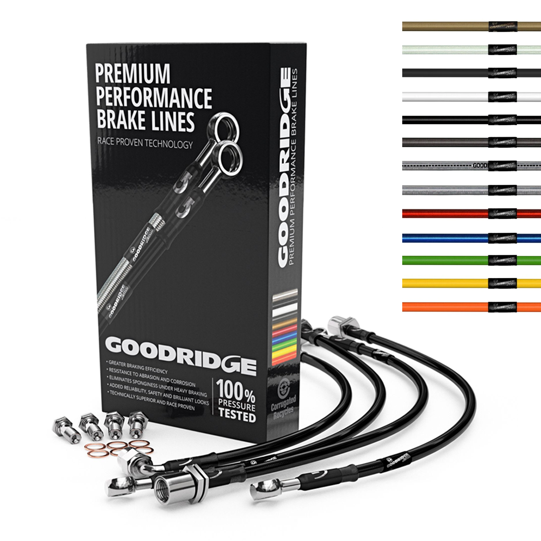 Goodridge SBW0010-4 BMW E21 4 Line Braided Brake Hose Lines Kit (Inc. 316 & 320i)